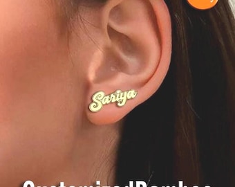 Custom Initial Stud Earrings: Acrylic Gold Personalized Name Gift
