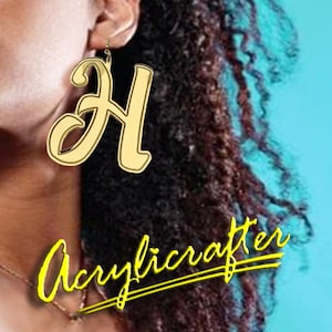 Custom earring Acrylic Initial Earrings: Engraved Name in mirror Gold  Acrylic. Gift Box