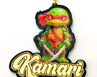 Personalized Character Necklace: Acrylic Cartoon Name Pendant UV colors, Stainless Steel Chain