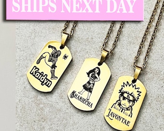 Collier personnage médaille pour chien : pendentif gravé en acier inoxydable dans une boîte cadeau.