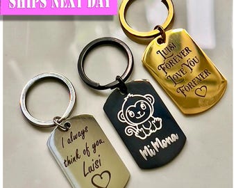 Stainless S. Engraved US Army Dog Tag Backpack Tags Personalized - Keychain Stainless Steel
