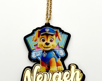 Personalized Character Necklace: Acrylic Cartoon Name Pendant UV colors, Stainless Steel Chain
