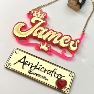 Custom Acrylic Name Necklace: Personalized Acrylic Mirror Pendant, Gift Box