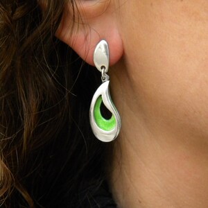 Earrings made of silver with volume and enamel inside. Volume earrings. Silver and enamel earrings. Handcrafted jewel