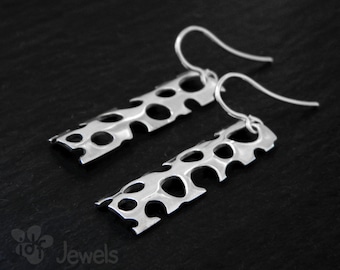 Exotic and elegant earrings made of silver. Long earrings with large holes. Light earrings. Dangle earrings. Handcrafted jewel