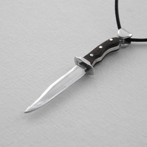 Sterling Silver Bowie Knife Pendant, Historical Weapon Jewelry