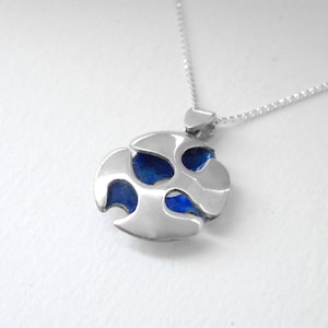 Silver pendant with volume with color enamel inside. Colorful pendant. Irregular pendant. Silver and enamel pendant. Handmade jewels