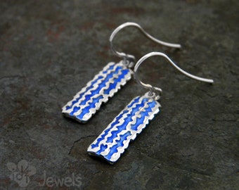 Original earrings made of silver and enamel. Color earrings. Rectangular earrings. Drop earrings, dangle earrings. Handcrafted jewel