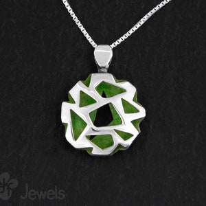 Pendant made of silver with enamel inside. Pendant with volume. Architectural structural pendant. Handmade jewel. Gift for her