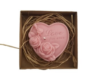 クラフトボックス入りハートキャンドル、バレンタインデーギフト