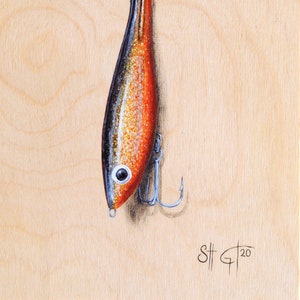 Fishing Lure Painting Print - Saltwater Fishing, Fishing Art, Trout Fishing Art, Art Print, Acrylic Painting Redfish, Speckled Trout, Texas