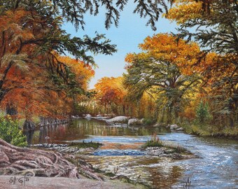 Fall Frio River Painting - Fine Art Print of Original Painting