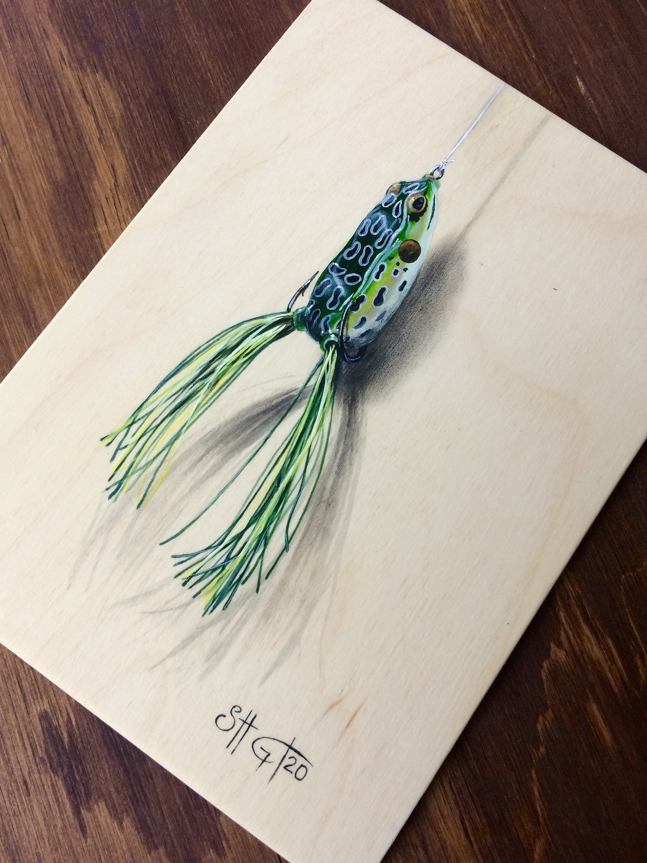 Frog Print Fishing Lure Fishing Art Bass Fishing Art Etsy