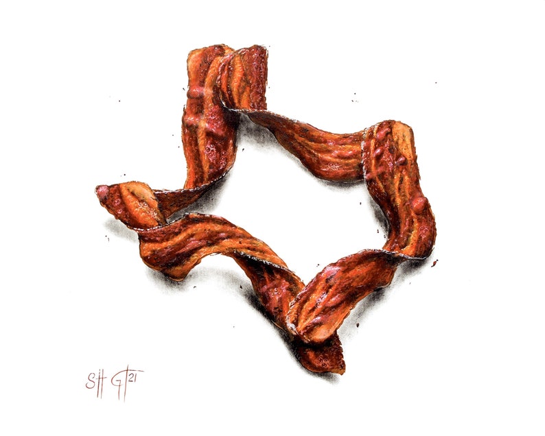 Texas Bacon Painting   Fine Art Print Acrylic Painting Food image 1