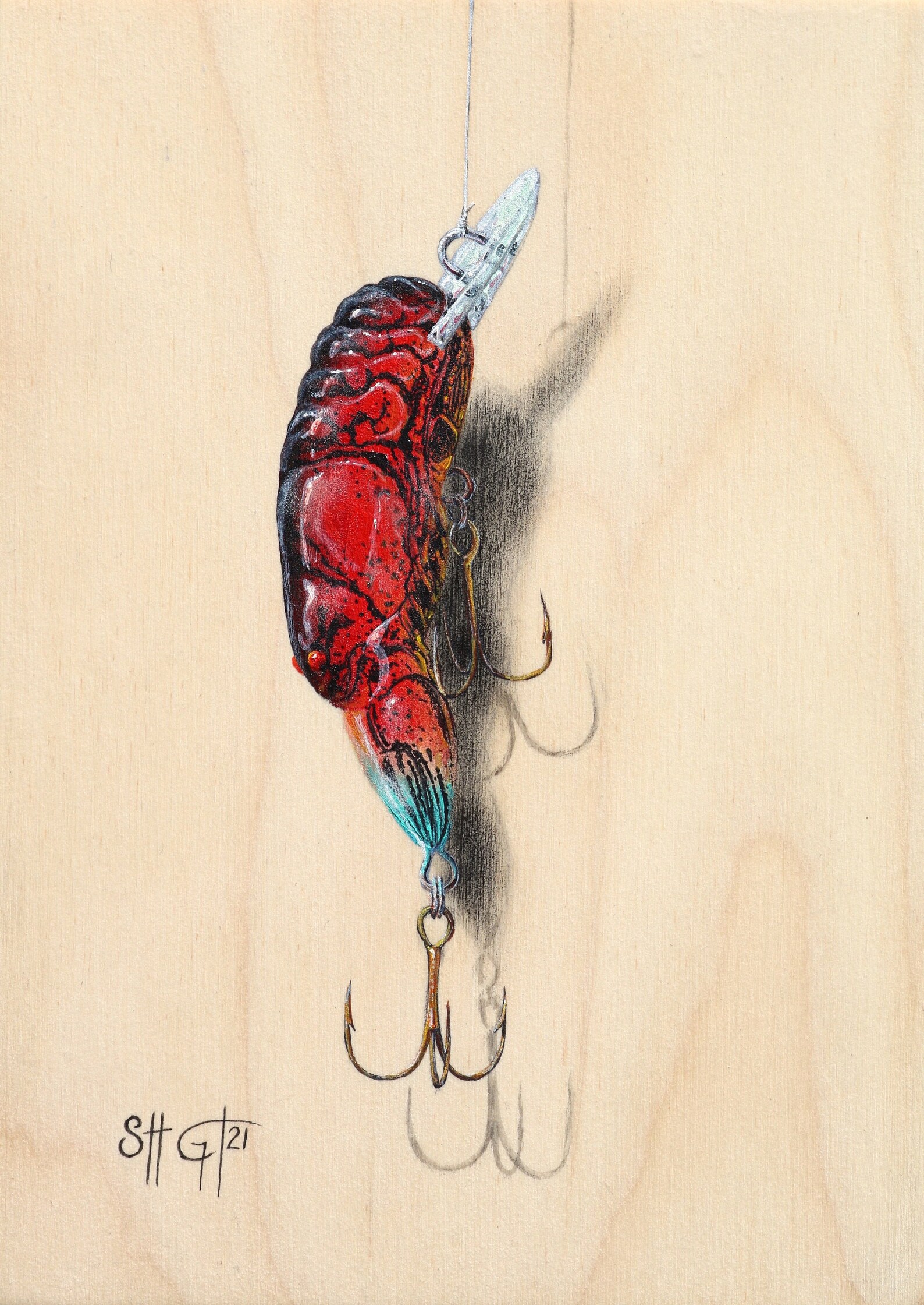 Fishing Lure Painting Print Fine Art Print Acrylic Etsy New Zealand