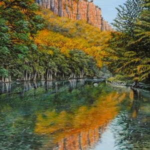 Morning Frio River Print, Landscape Painting, Texas Hill Country, Concan, Garner, River Art, Texas Art, Mountain Landscape, Great Outdoors