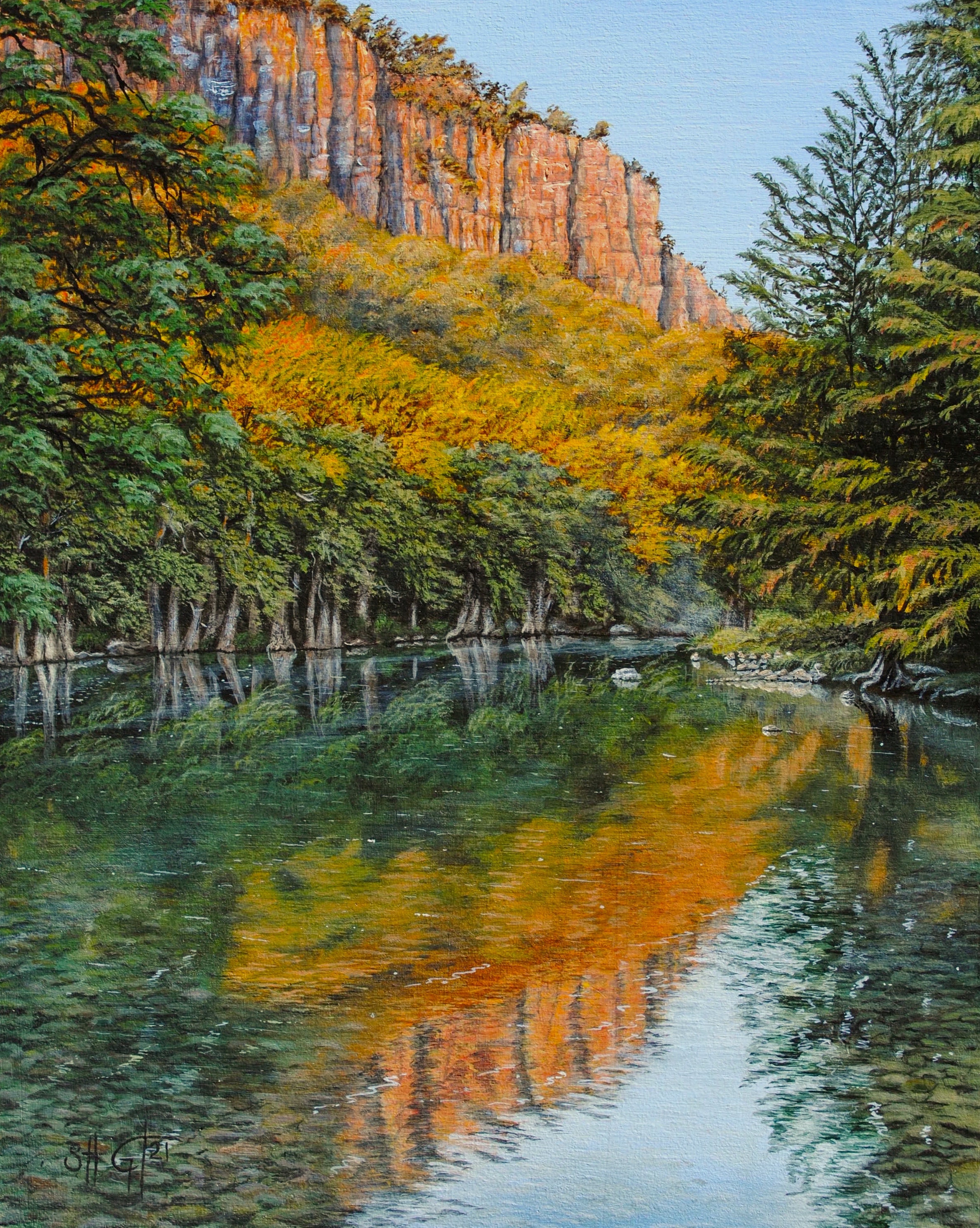 Morning Frio River Print, Landscape Painting, Texas Hill Country, Concan, Garner, River Art, Texas Art, Mountain Landscape, Great Outdoors