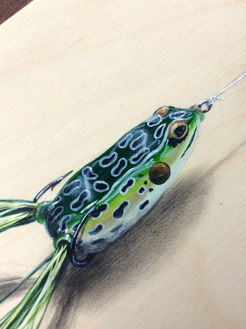 Frog Fishing Art Print Topwater Fishing Lure, Frog Lure, Fishing Art
