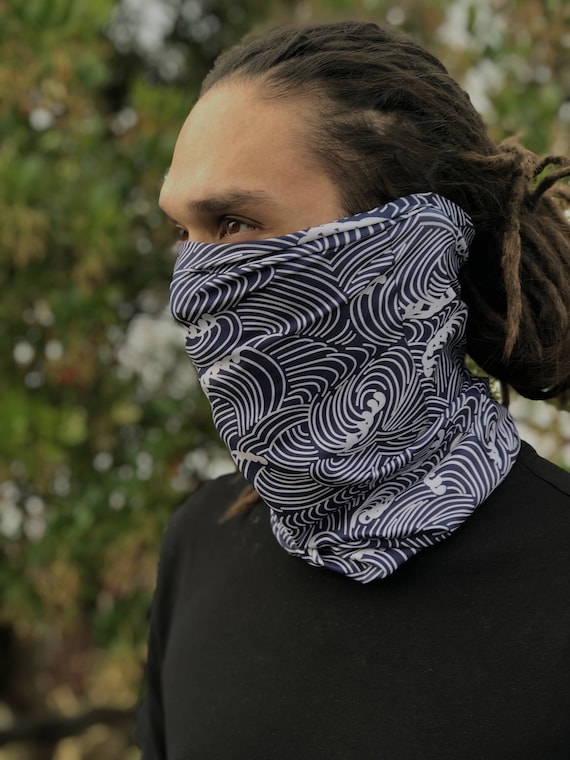 Neck Gaiter Traditional Japanese Patterns Men Women Blue Etsy