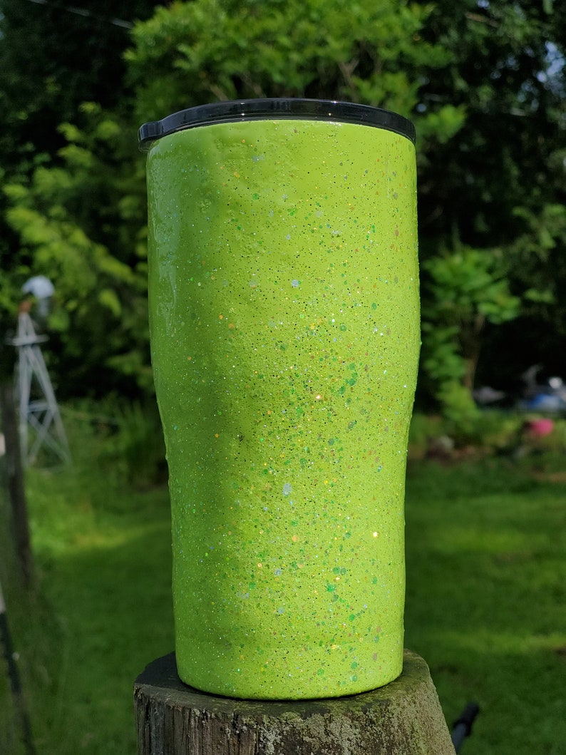 Lime Green Ombre Glitter Tumbler Neon Green Glitter Tumbler Etsy