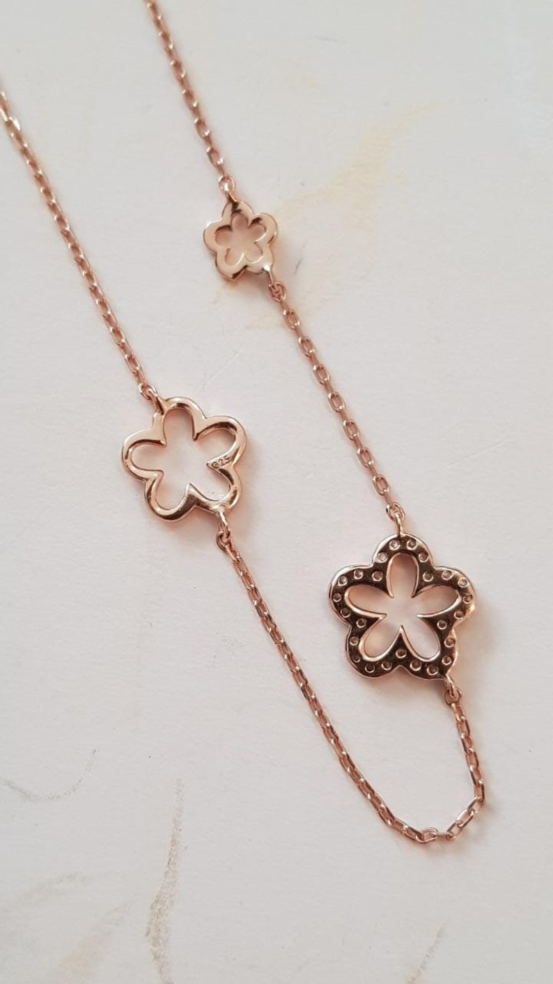 Rose Gold Daisy Necklace Flower Necklace Rose Gold Plated Etsy