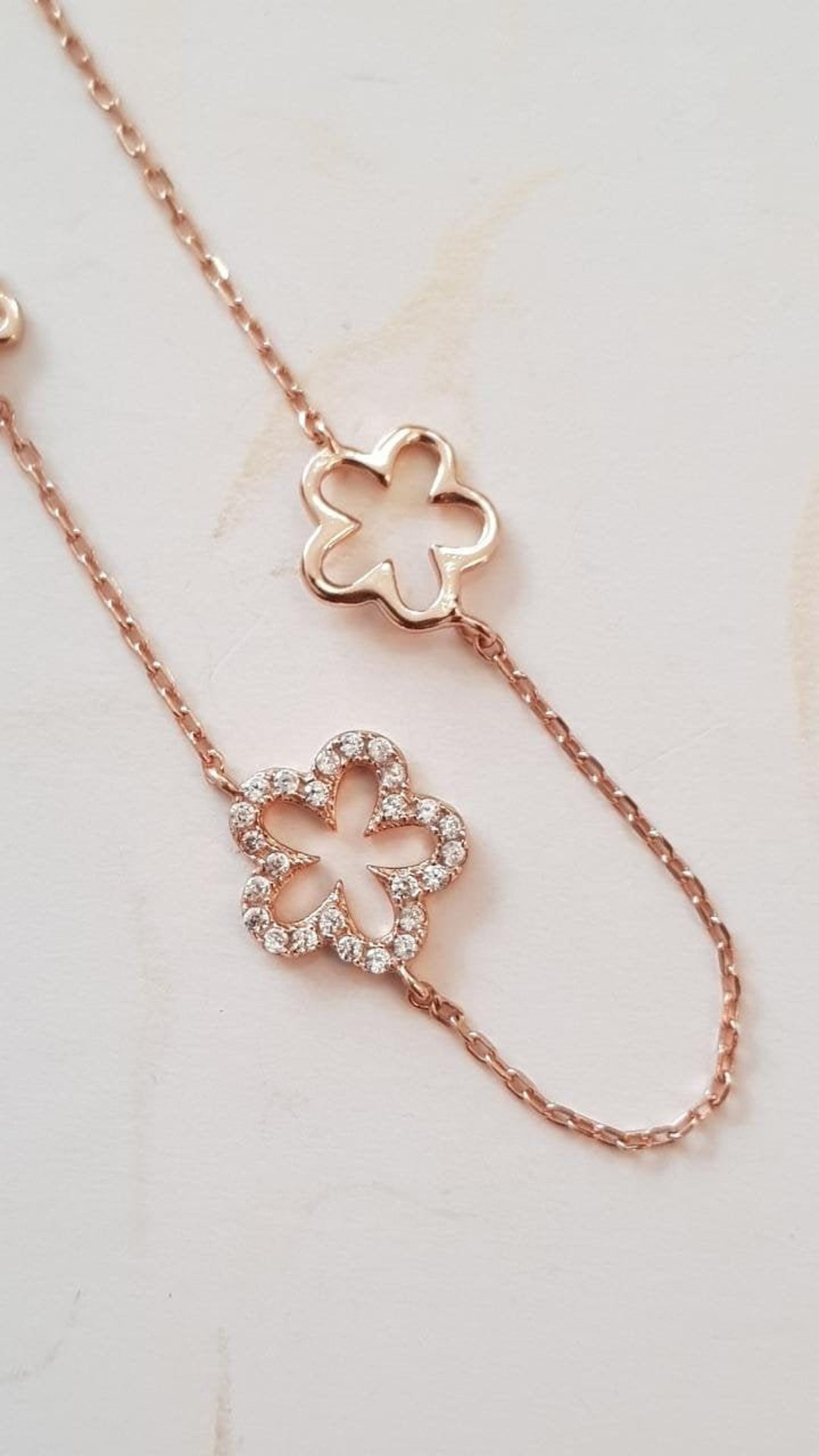 Rose Gold Daisy Necklace Flower Necklace Rose Gold Plated Etsy