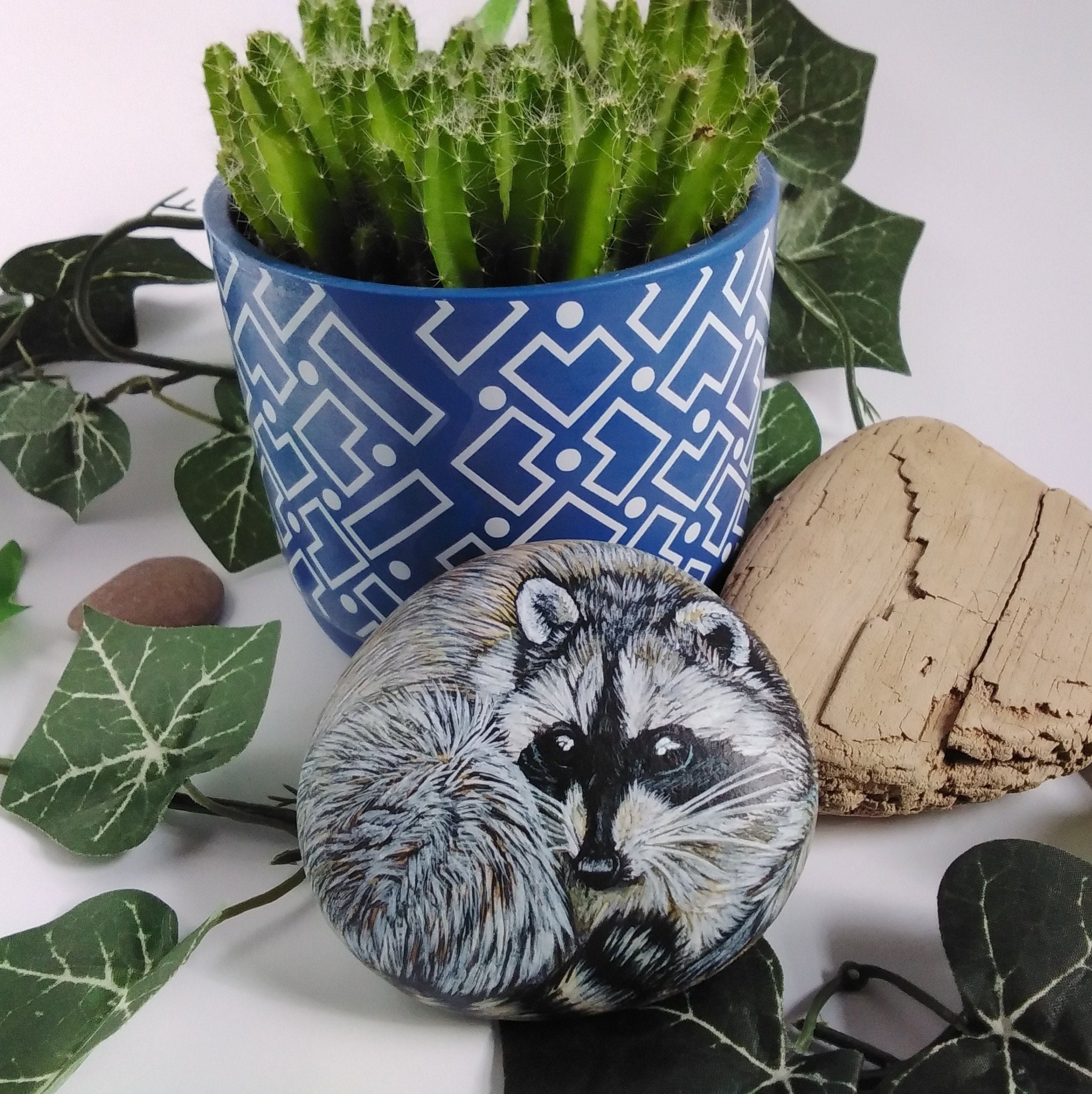 Raccoon Painted Stone - Raccoon Rock - Acrylic Painting - Wildlife Art ...