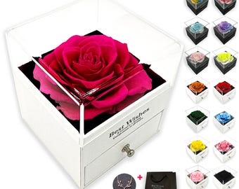 Caja de regalo Rosa Eterna con collar, joyería Te Amo, regalo romántico de cumpleaños para ella.