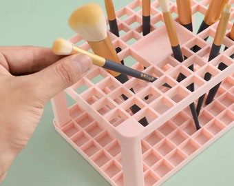 Organizador de pinceles rosa de 72 cuadrículas: maquillaje, pintura, lápiz