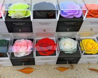 Caja de regalo Rosa Eterna con collar, joyería Te Amo, regalo romántico para ella