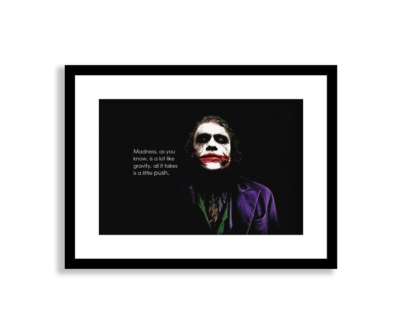 The Joker The Dark Knight Heath Ledger Madness Quote Framed Etsy