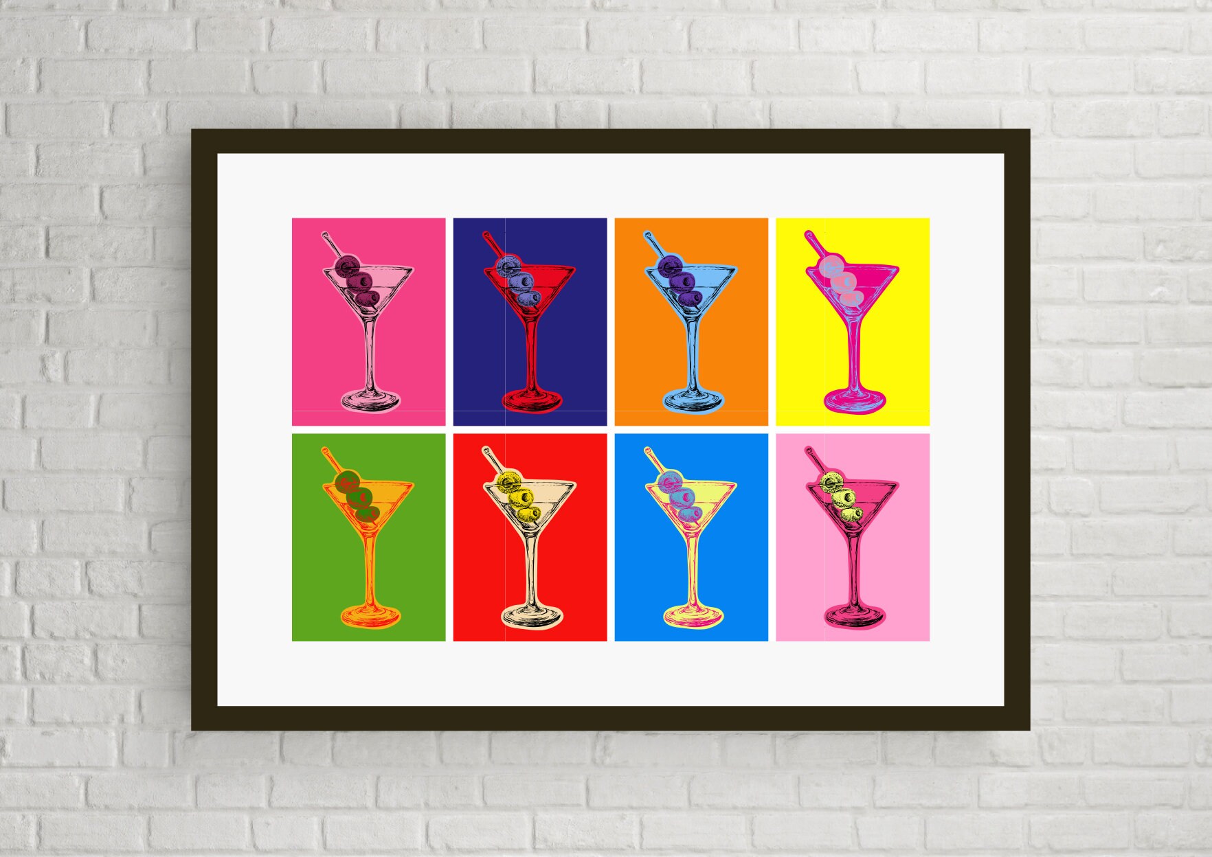 Andy Warhol Style Martini Glass Pop Art Fun Framed Photo Etsy
