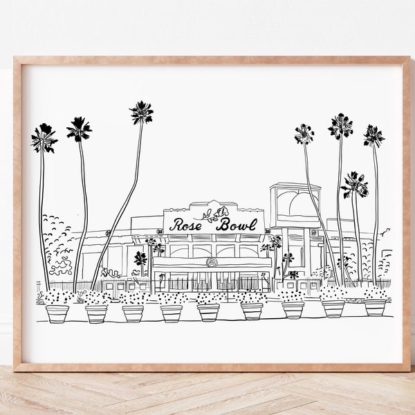 Rose Bowl Stadium Pasadena, California Minimalist Art Print Download