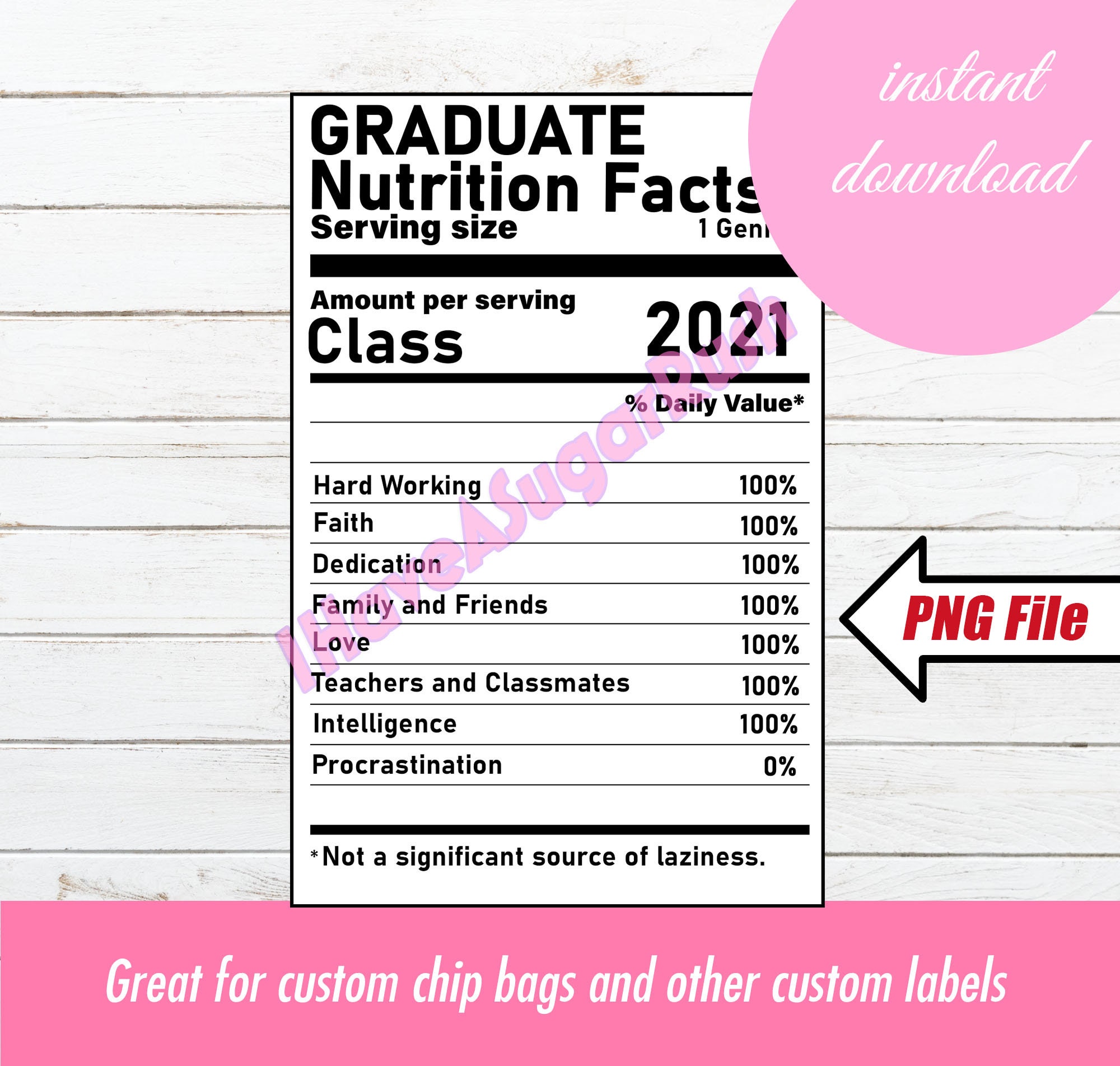 Graduate Nutrition Facts Label Graduation Chip Bag Etsy