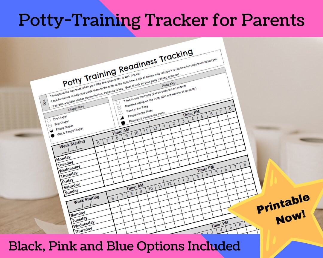 Pottytraining Readiness Tracker for Parents Printable Kids Toilet Training Tracking Sheet