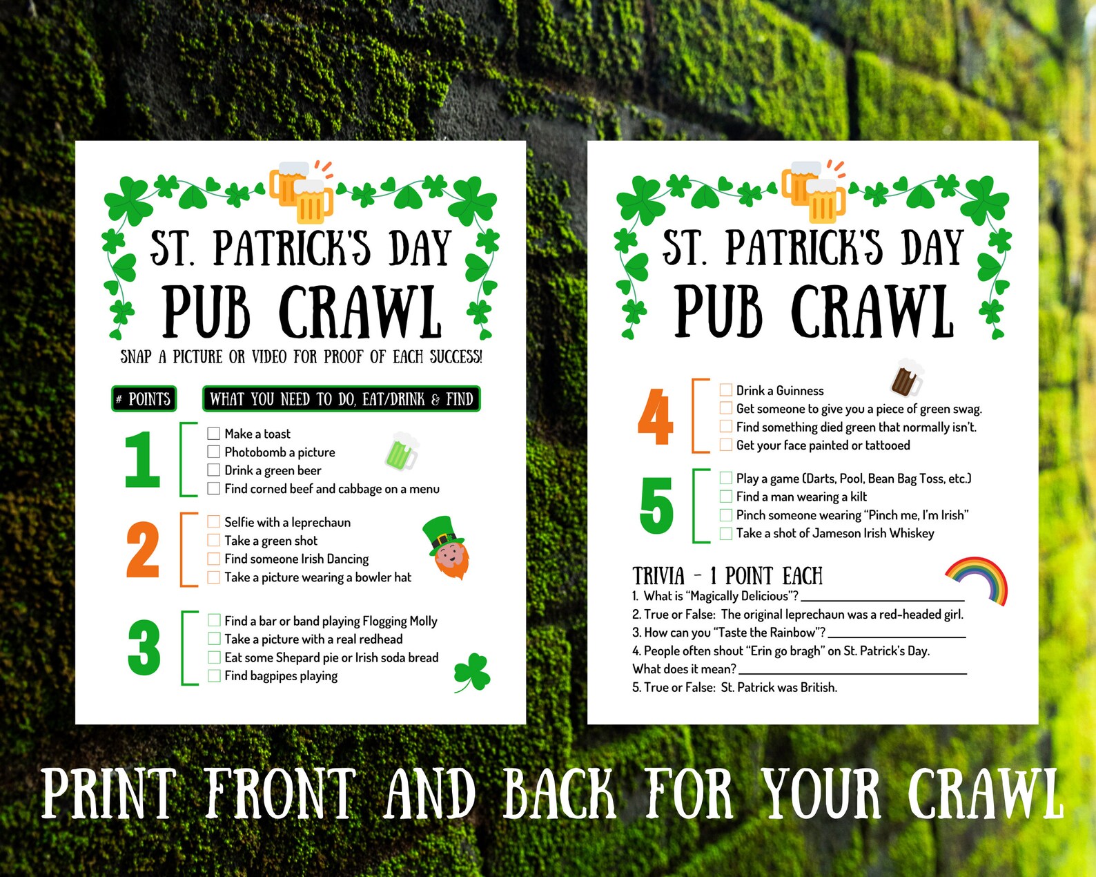 St. Patricks Day Bar Crawl College Pub Crawl St. Pattys Etsy