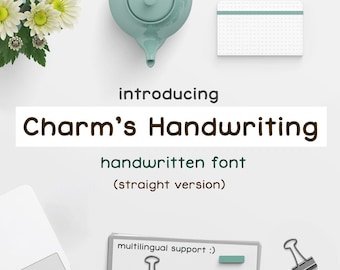 Charm's Handwriting Font - Fuente manuscrita / Versión recta / Soporte multilingüe / TTF y OTF