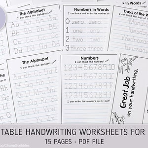 Printable Handwriting Worksheets5 Pages Letters Words And Etsy