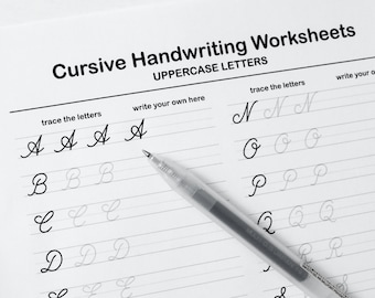 Printable Cursive Worksheets–9 Pages (Letters and Words) | For Middle School Kids and Up + Adults | *PDF File Only*