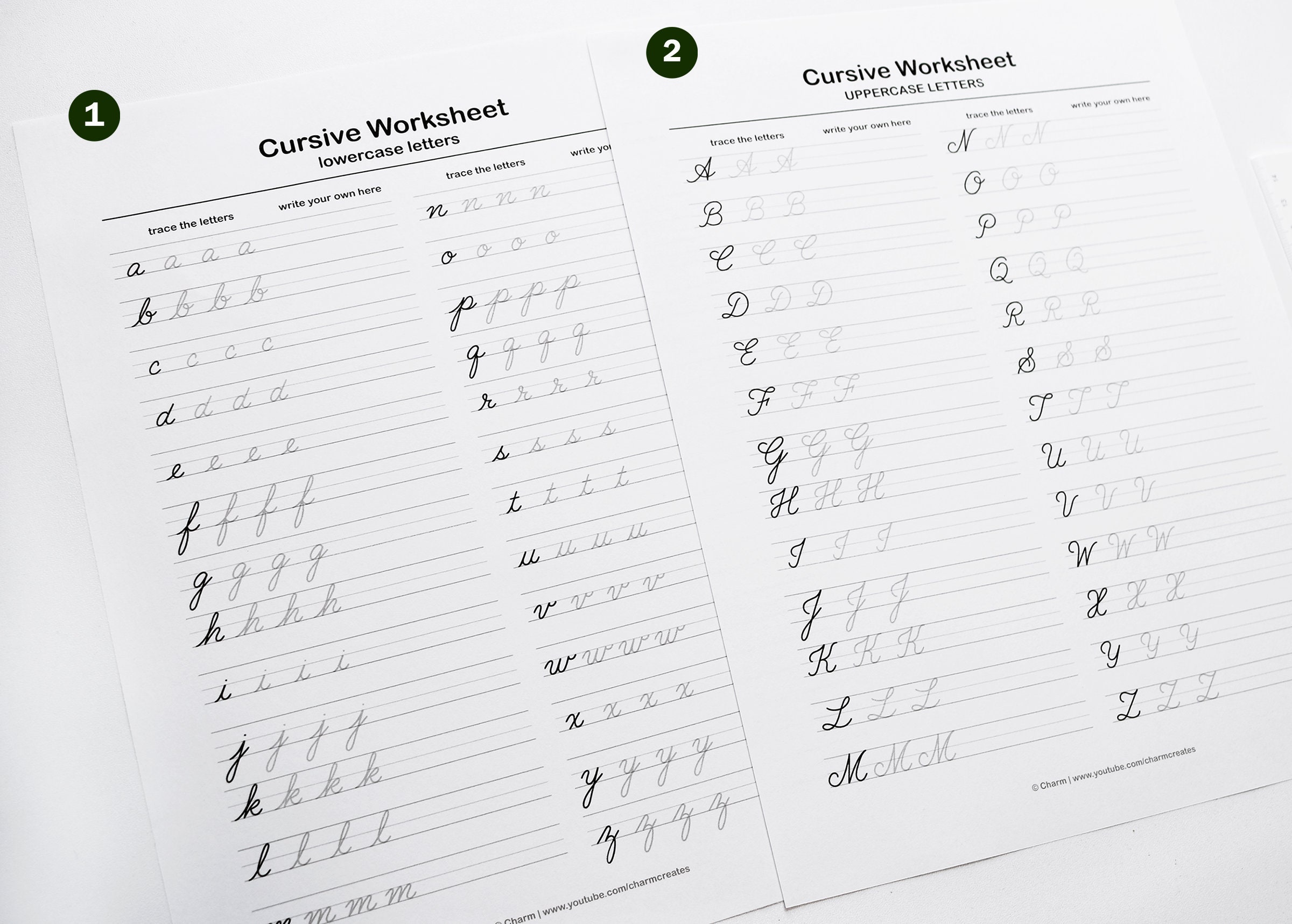 Printable Cursive Worksheets–9 Pages (letters and Words) | for Middle ...