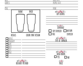 Tumbler order form | Etsy