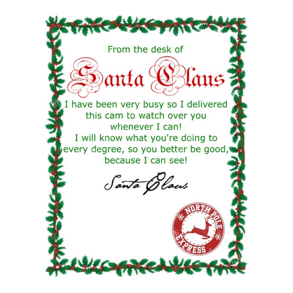 Santa Cam printable letter png, svg and jpeg