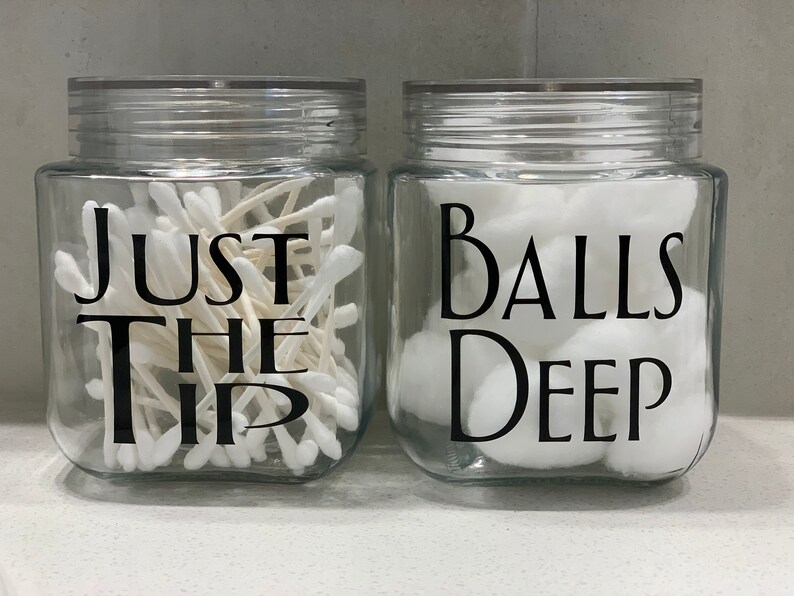 Qtip and Cotton Ball Holders Balls Deep and Just the Tip Etsy