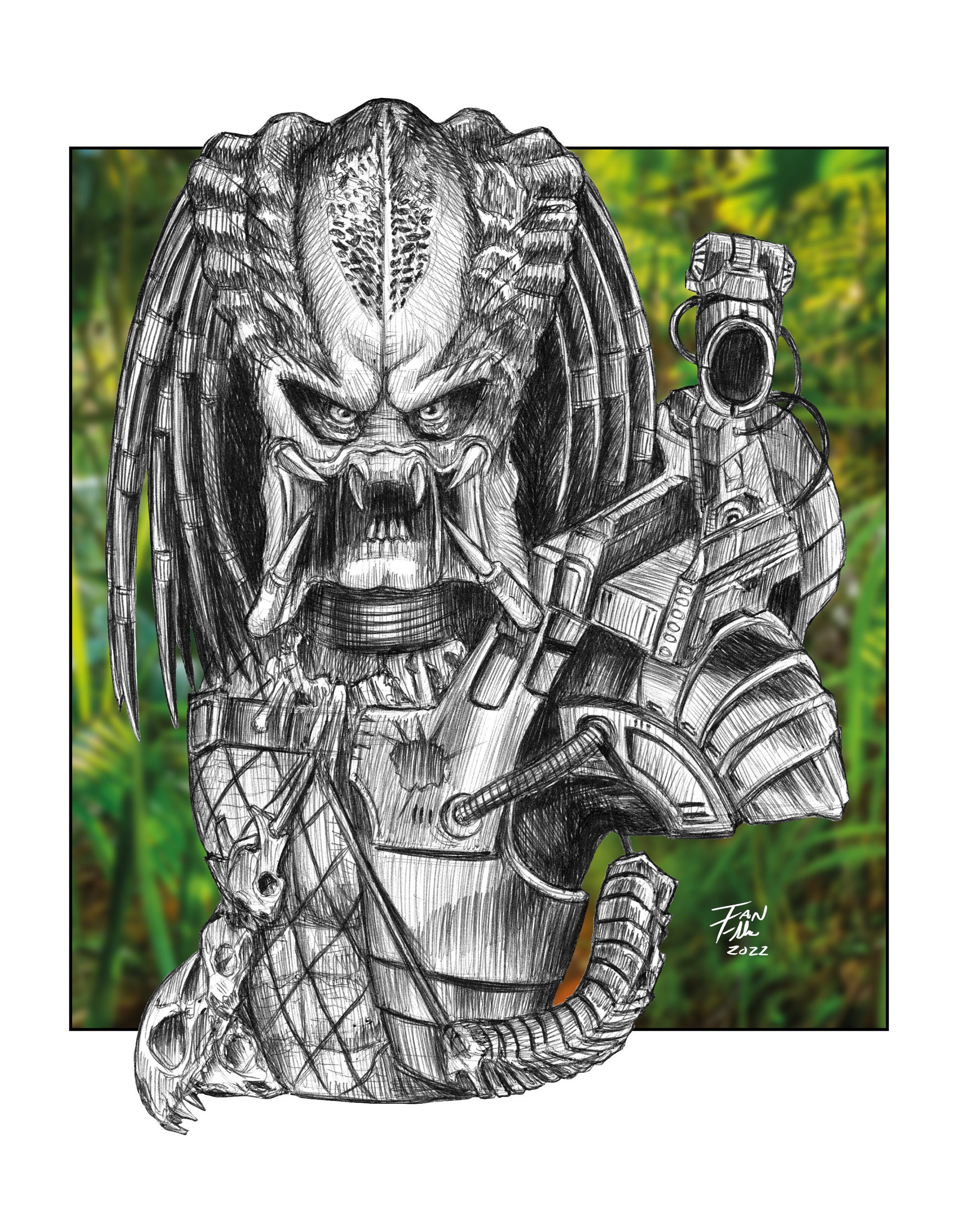 Predator Drawing Fine Art Print Artwork Prey Alien Etsy