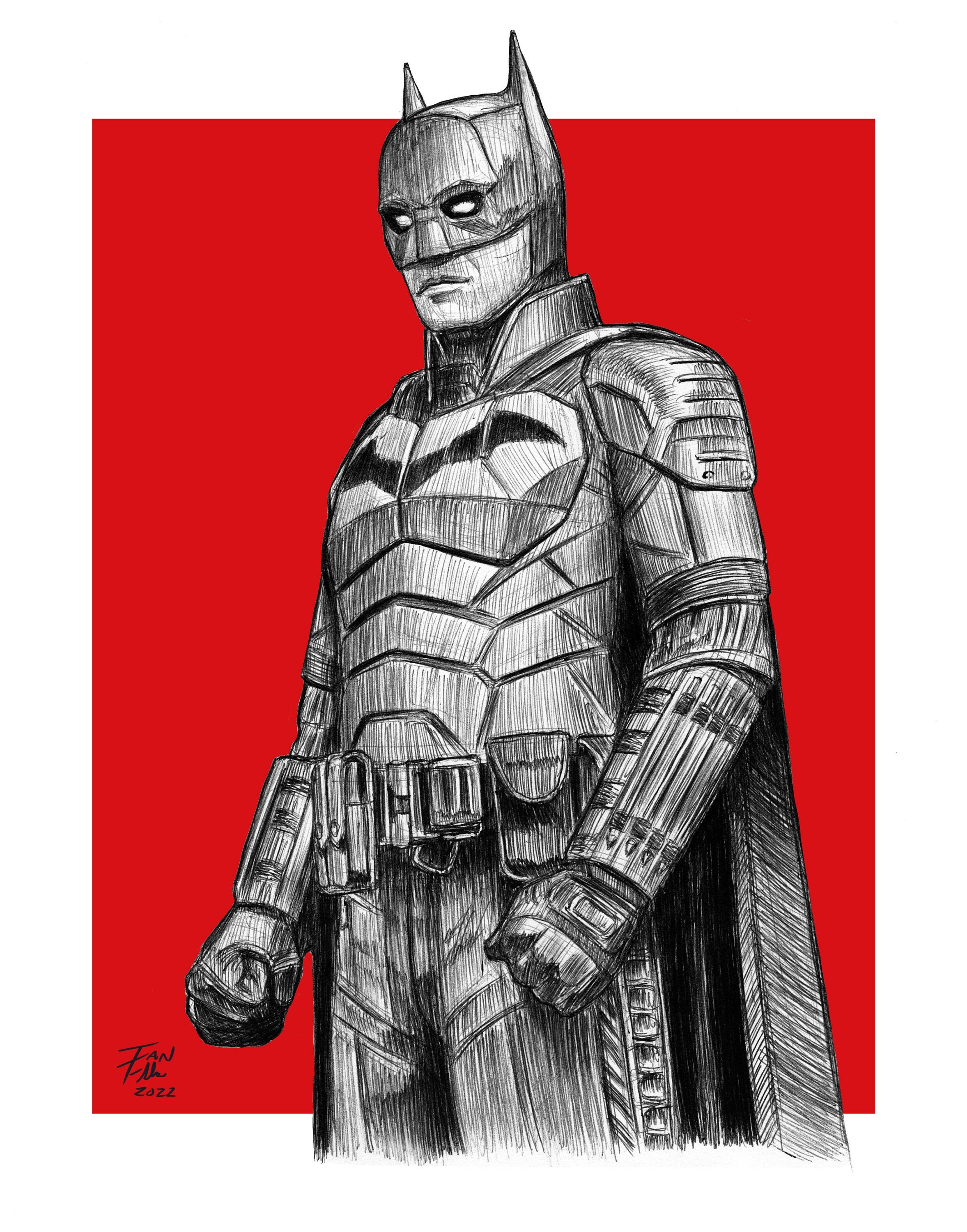 The Batman Fine Art Print Pen and Ink Drawing Artwork DC - Etsy