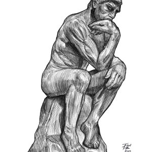 The Thinker, Sculpture, Anatomy, Fine Art White