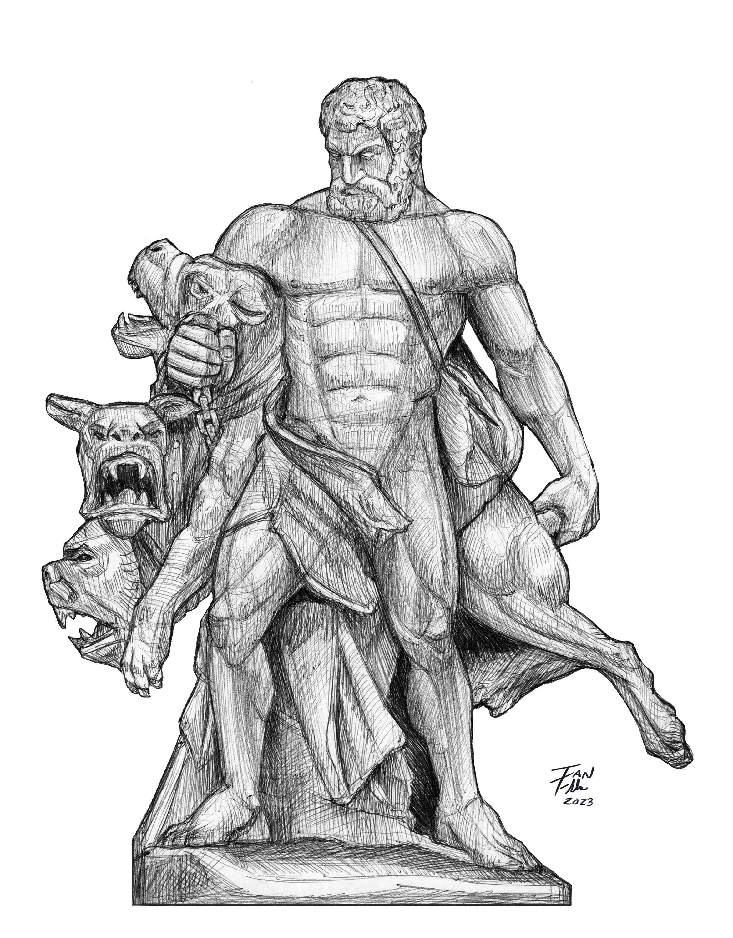 Hercules and Cerberus, Greek Mythology, Sculpture, Anatomy, Human ..., حجم الصورة 2344x3000