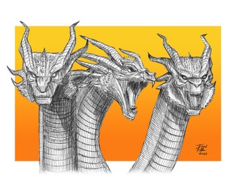 Three Headed Dragon, Monster, Fantasy, Dragons, Electric, Kaiju, Monster Zero