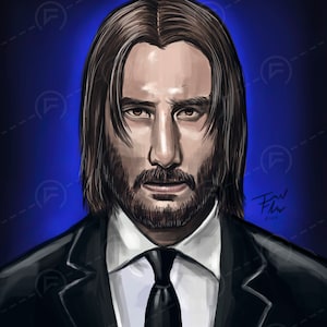John Wick, Digital Print, Keanu Reeves, Movie, Mr. Wick, Artwork, Illustration