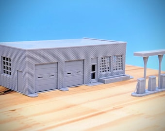 S-Scale - 80s Gas Station and Garage West Mifflin PA - 1:64 Scale Building House